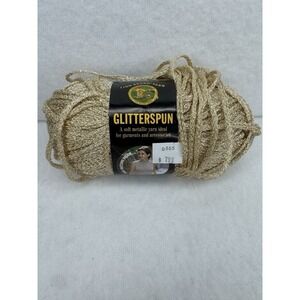 Lion Brand Glitterspun Yarn Gold Metallic Skein 990 Italy Vintage
